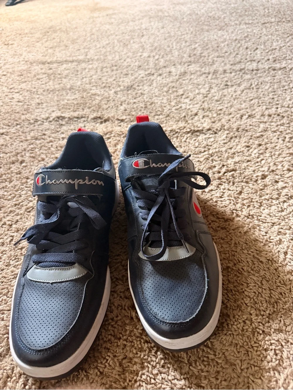 Champion Black and Gray Sneakers with Red Accents
